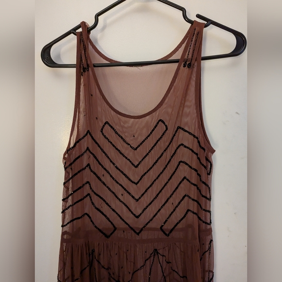Free People burgundy sheer beaded dress - Picture 2 of 5